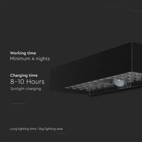 LED Napelemes érzékelős fali lámpa LED/6W/3,7V IP65 4000K 3000 mAh fekete