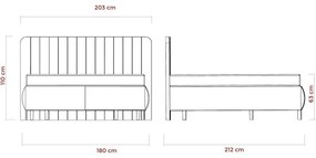 ALEXA kárpitozott ágy 180x200 cm, bézs, matracokkal és ágyneműtartóval