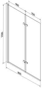 Mexen Castor, 2 szárnyas kádparaván 80 x 150 cm, forgatható szárny, 6 mm-es mattüveg, króm profil, 892-080-002-01-30