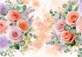 Vinil Fotótapéta Flizelin Virágok Rózsák Levelek Absztrakt 312x219