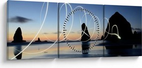 Kép - tengerpart naplementekor (órával) (90x30 cm)
