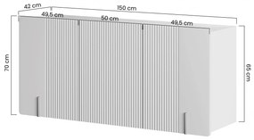 Malmi háromajtós függő komód - 150 cm - kasmír / krém bianca / arany elemek