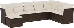 vidaXL 8 részes barna polyrattan kerti ülőgarnitúra párnákkal