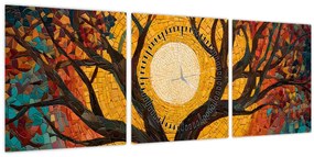 Kép - Nap az élet fájának koronájában (órával) (90x30 cm)
