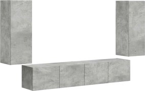 vidaXL TV falit kabinet szett 4 pcs Beton Szürke Faanyag