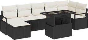vidaXL Kerti Kanapé Szett párnával 8 pcs Fekete és krémszínű