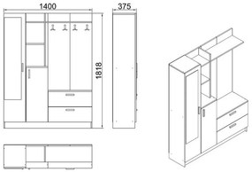 Előszoba szett Dana Atlanitc Pine és Anthracite