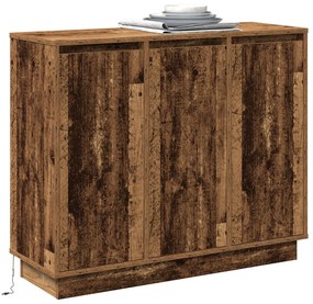 LED-es oldalszekrény Régi fa 90x32x75 cm Mérnök fa