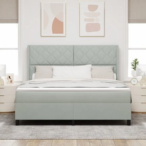 Boxspring Ágy Matrac és LED Világítás Szürke 180x200 cm Bársony