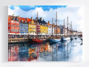 Vászonkép Canvas Tájkép Város Dánia Koppenhága Nyhavn Csatorna 80x60