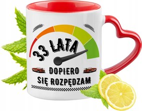 Születésnap 33 33. 33. Piros Bögre Szív Alakú Füllel Ajándék