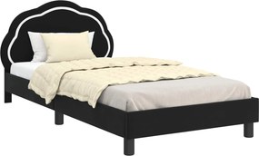 vidaXL Gyerekágy kerettel fejtámlával Fekete 90 x 200 cm Bársony