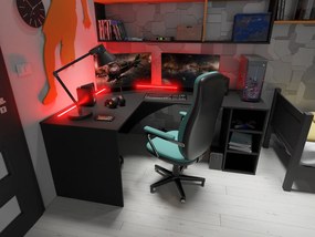 Sarok PC asztal Carbon (fekete) (B)(RGB világítással). 1054965