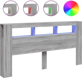 vidaXL szürke sonoma szerelt fa LED-es fejtámla 200 x 18,5 x 103,5 cm