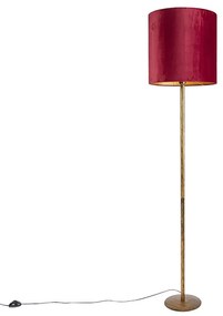Vintage állólámpa arany vörös árnyalattal 40 cm - Simplo