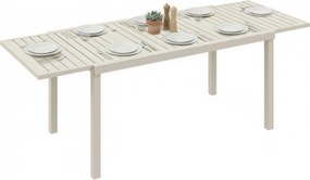 Outsunny kihúzható kerti étkezőasztal — 150–225 x 85 x 75 cm, téglalap alakú lamellás alumínium asztallap, 6–8 személy, fehér | Aosom