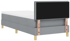 Box Spring Ágy matraccal és LED világosszürke 90x200 cm szövet