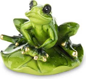 Béka figura a levélen aranyos dekoráció zöld béka