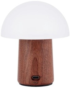 Fehér-sötét natúr színű LED asztali lámpa (magasság 12,5 cm) Alice Mushroom – Gingko