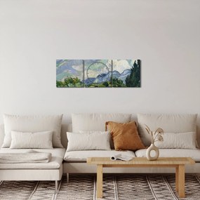 Kép - Vincent van Gogh, Wheat Field with Cypresses, reprodukciók (órával) (90x30 cm)