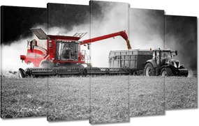 Vászonkép 100x60 Piros traktor Aratás