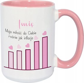 Fehér Bögre XXL Rózsaszín Középső és Fül Ajándék Szerelem, Mint Az Infláció Perso