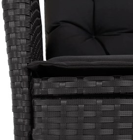 9 részes fekete polyrattan kerti étkezőgarnitúra párnákkal
