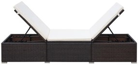Barna polyrattan napozóágy párnával