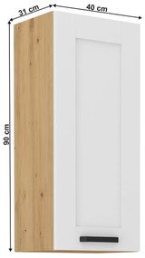 Felsőszekrény  Lesana 2 (fehér + artisan tölgy) 40 G-90 1F . 1063970