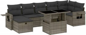 vidaXL 8 részes szürke polyrattan kerti ülőgarnitúra párnákkal