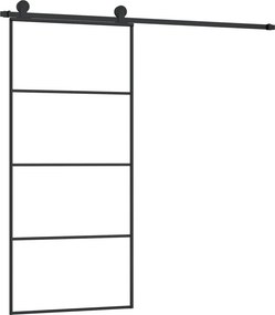 vidaXL ESG üveg és alumínium tolóajtó fémszerelvény-szettel 90x205 cm