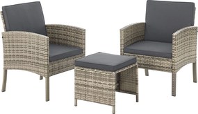 Juskys Rattan kerti bútor szett Turin - szürke