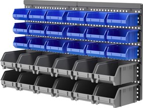 DURHAND Tárolórendszer Fali Polc 37,5 x 63 cm, Látható Tárolódozok, 30 db Doboz 2 Különböző Méretben, Eszköztartók, Műhely Fali Polc Csavarokhoz, Műhe