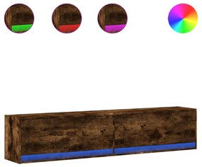 füstös tölgy falra szerelhető TV-szekrény LED-del 180x31x38 cm
