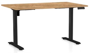 OfficeTech B állítható magasságú asztal, 120 x 80 cm, fekete alap, arany tölgy