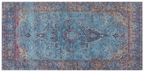 Kék pamutszőnyeg 80 x 150 cm KANSU Beliani