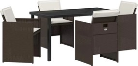 vidaXL Kert étkező szett 5 pcs Barna polirattan