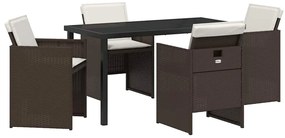 vidaXL Kert étkező szett 5 pcs Barna polirattan