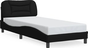 vidaXL fekete szövet ágykeret LED-ekkel matrac nélkül Hvar 90x200 cm