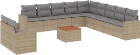vidaXL 12 részes bézs polyrattan kerti ülőgarnitúra párnákkal