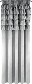 Szalagra kész függöny Aura 140x270 Eurofirany ezüst bársony fodros