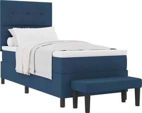 vidaXL Boxrugós ágy matracmal fejtámlával Kék 90 x 200 cm szövet