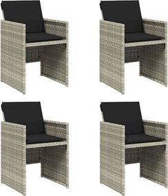 vidaXL 4 db világosszürke polyrattan kerti szék párnával