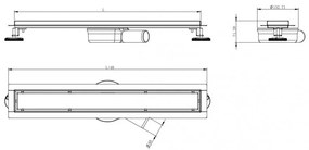 Mexen Lapos lineáris rozsdamentes ereszcsatorna 50 cm, 360°-os szifon, M33 minta, rozsdamentes acél, 1033050-40