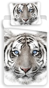 Fehér-szürke egyszemélyes pamut gyerek ágyneműhuzat 140x200 cm White Tiger – Jerry Fabrics