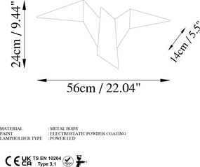 Bird fali lámpa, L, fekete