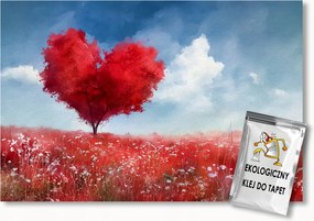 Fotótapéta Flizelina Tavasz Nyár Fa Rét Virágok Szív 350x250 ragasztó