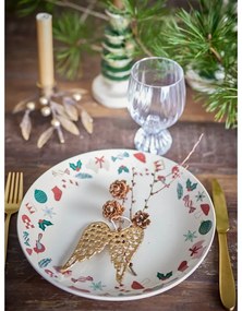 Krémszínű agyagkerámia szervírozó tányér karácsonyi mintával ø 28 cm Yule – Bloomingville