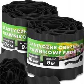 Gyepszegély 10 cm 18 m Kerti Hullámos Paliszád Border Fekete Us-t