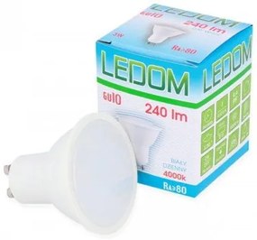 LED lámpa , égő , szpot , GU10 foglalat  , 120° , 3 Watt , természetes fehér , LEDOM